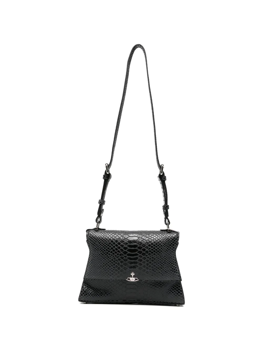 Vivienne Westwood Orb-detail snakeskin-effect shoulder bag - Grigio