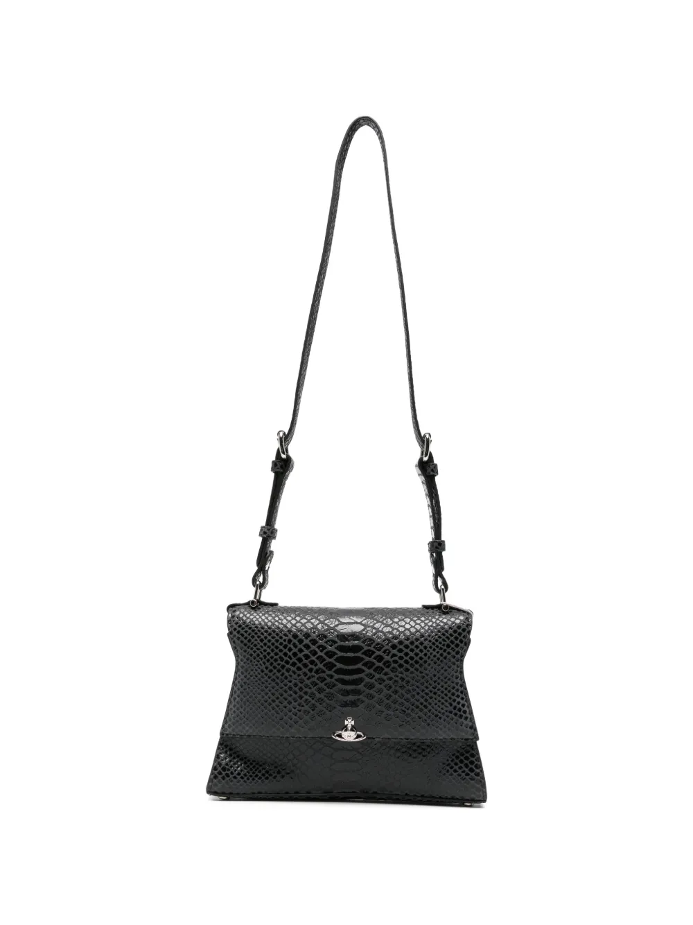 Vivienne Westwood Orb-detail snakeskin-effect shoulder bag - Grigio