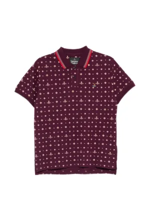 Vivienne Westwood Striped Embroidered Polo Shirt | Brown | FARFETCH