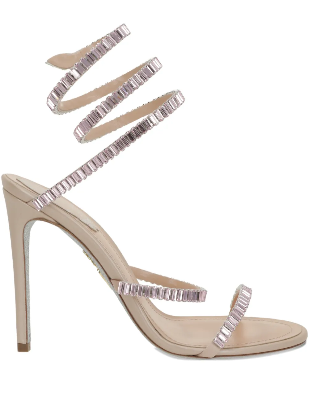 René Caovilla crystal-embellished spiral leather sandals - Toni neutri