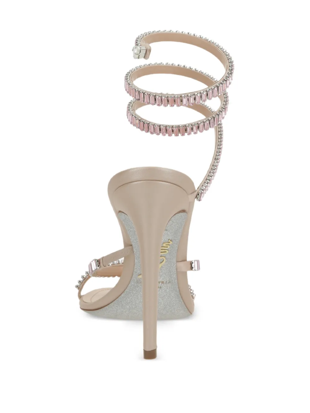 René Caovilla Spiral leren sandalen met kristallen Beige