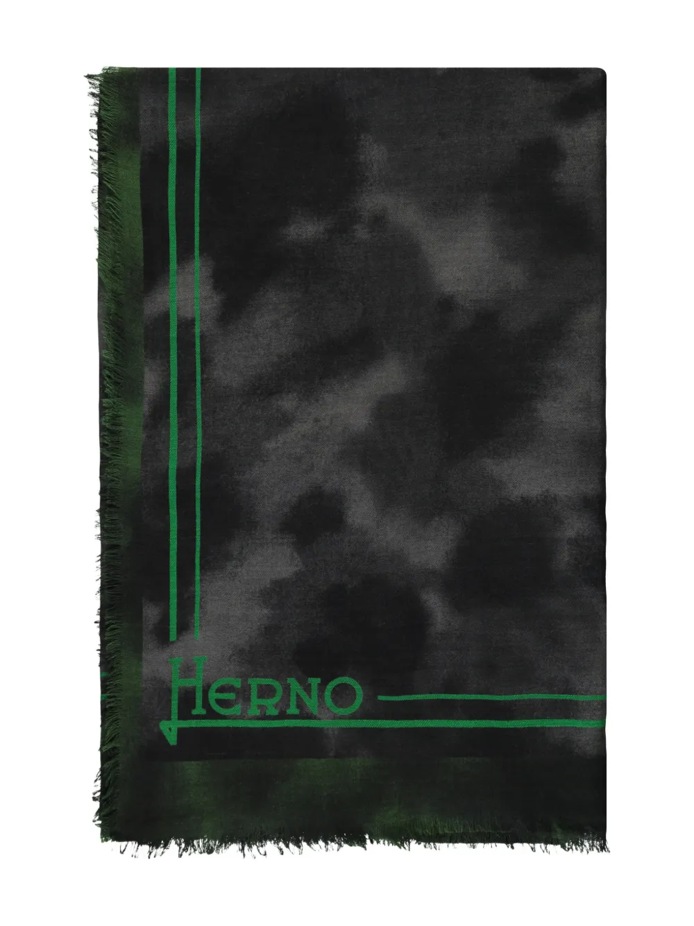 Herno fringed logo-print scarf - Nero