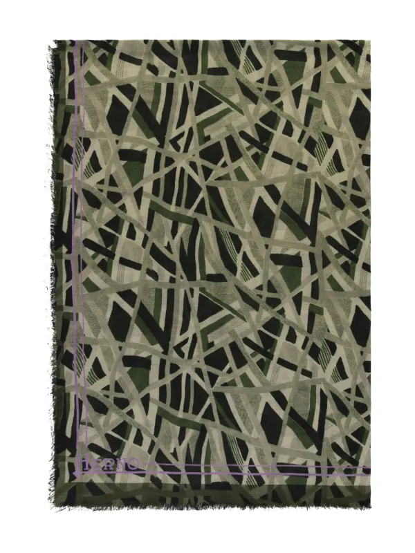 Herno Geometric-print Scarf in Green