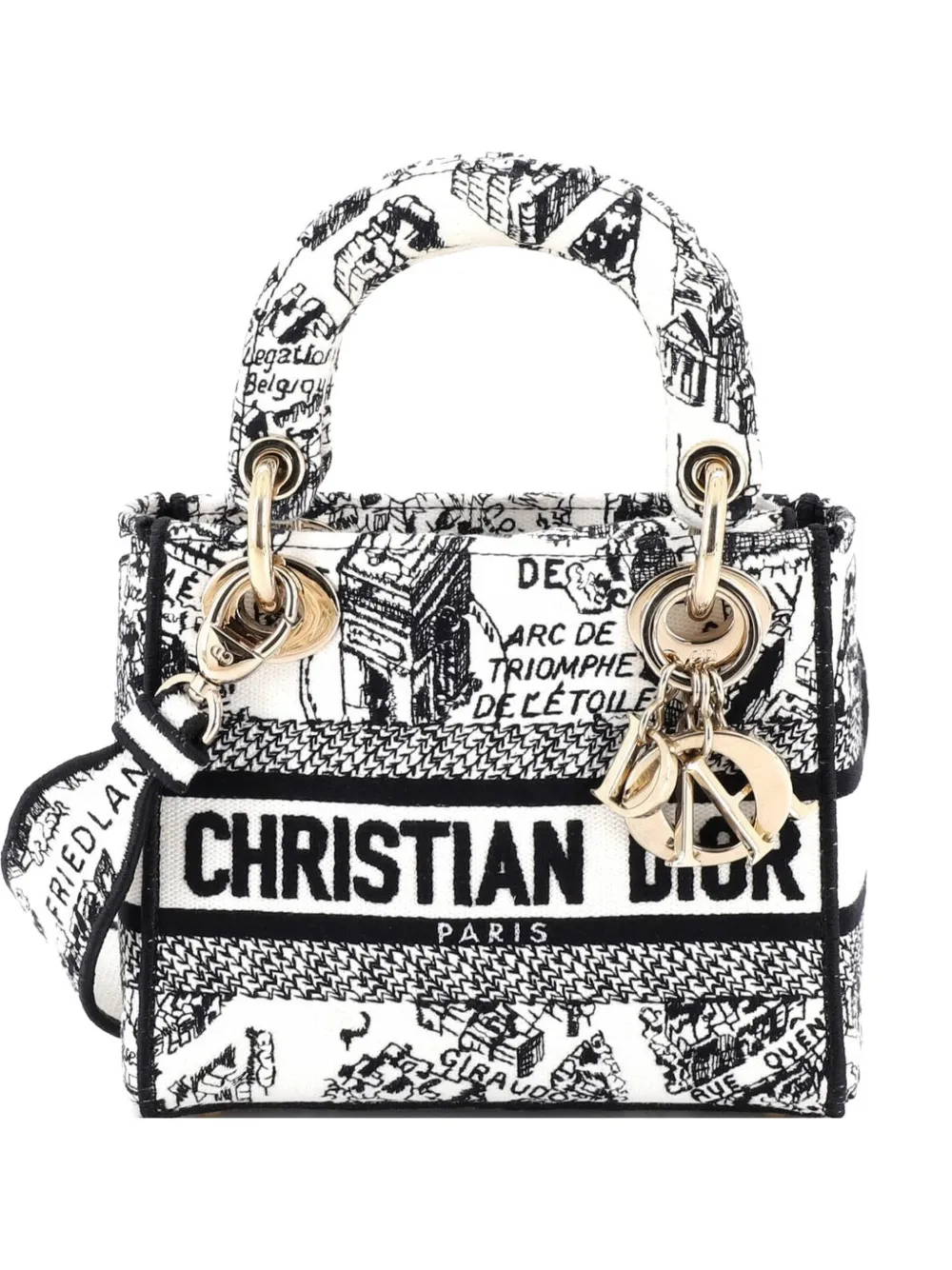 Christian Dior Pre-Owned Lady D-Lite Bag Embroidered Canvas Mini satchel - Schwarz