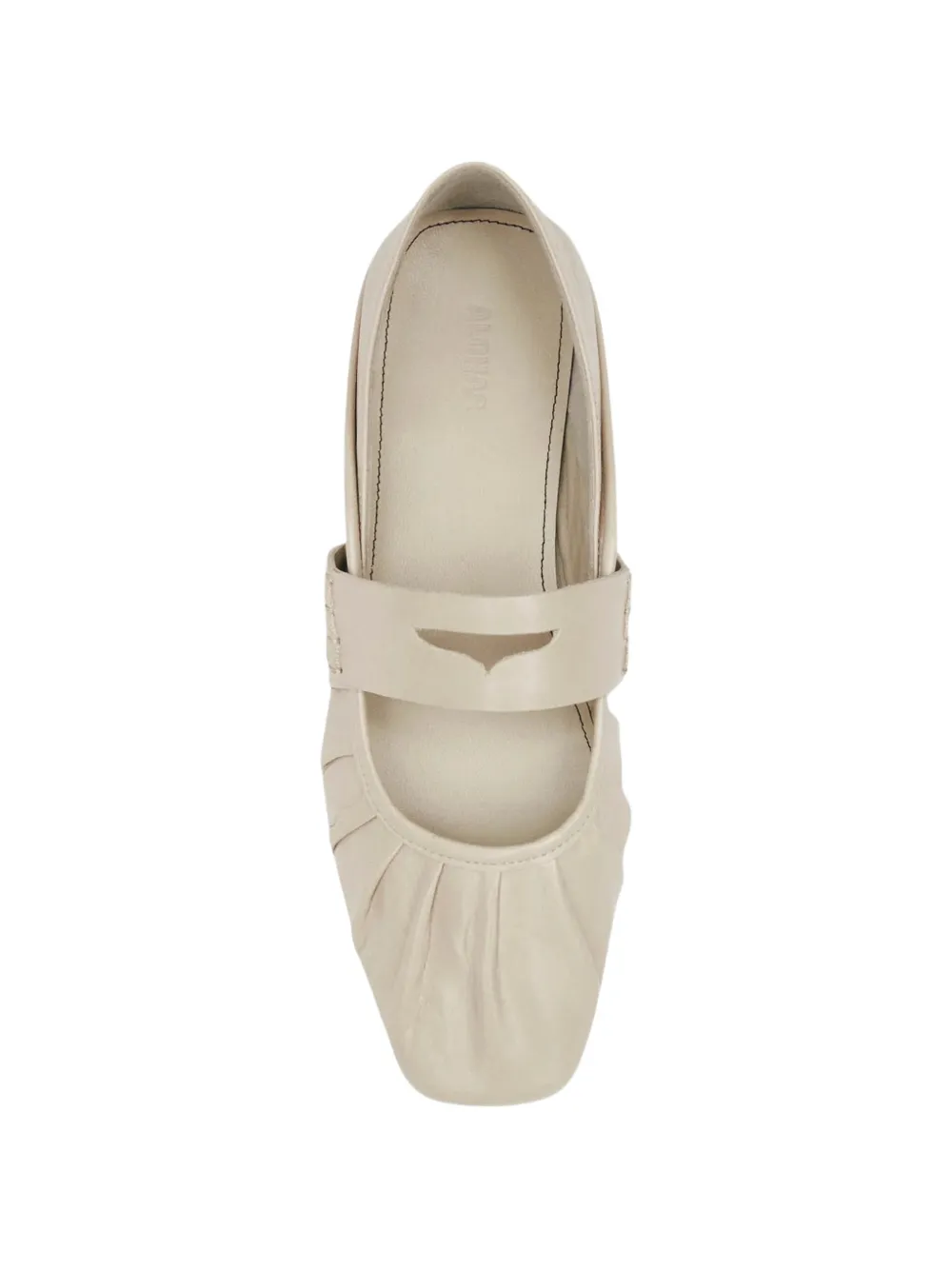 ALOHAS Geplooide leren ballerina's Beige