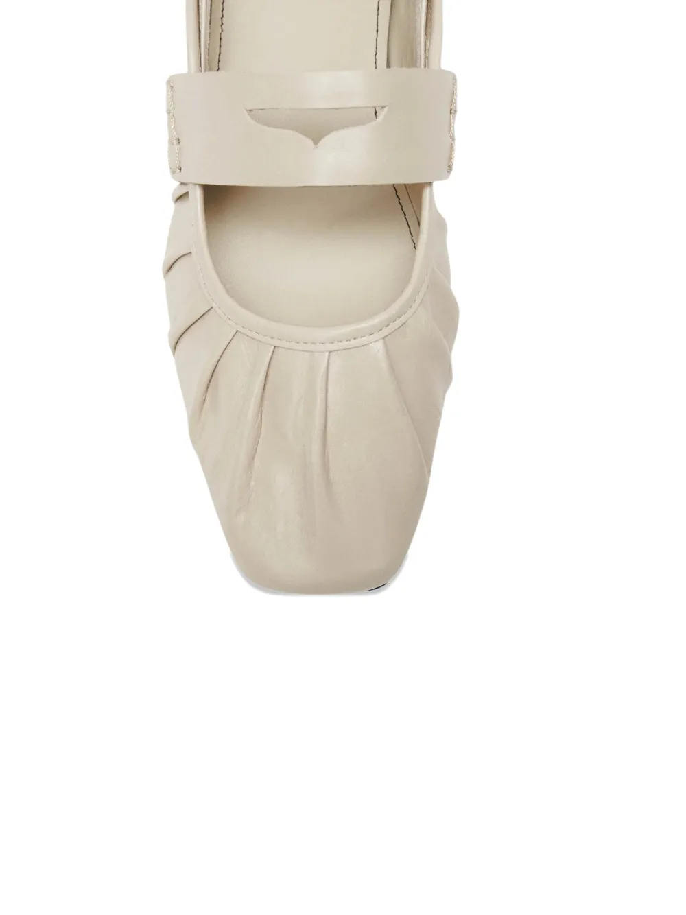 ALOHAS Geplooide leren ballerina's Beige
