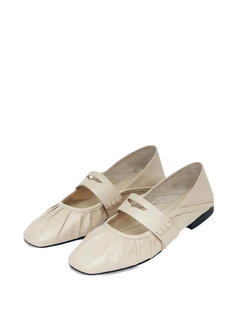 ALOHAS Geplooide leren ballerina's Beige