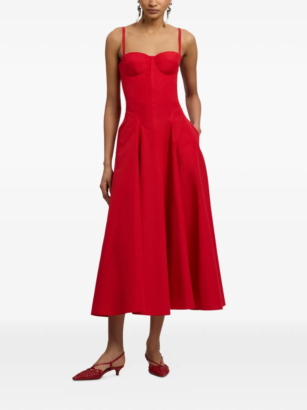  Ralph Lauren Collection Marigot Spaghetti-strap Midi Dress - Red 