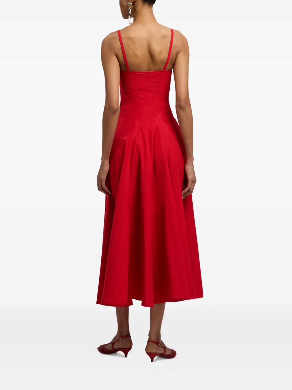 Ralph Lauren Collection Marigot midi-jurk met spaghettibandjes Rood