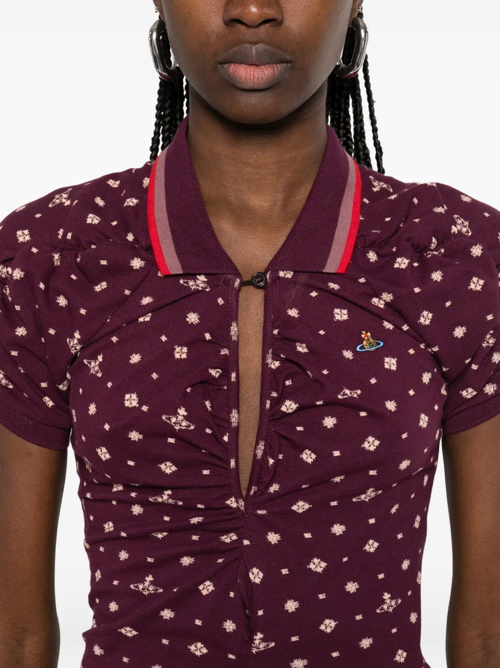 Vivienne Westwood Midi-jurk met ruches en patroon Paars
