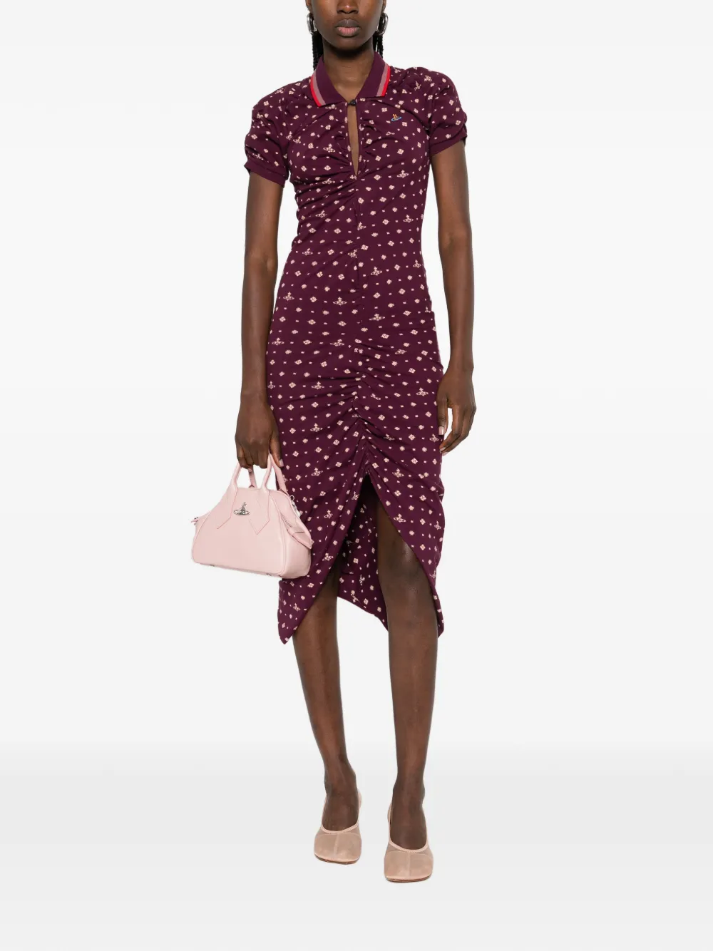 Vivienne Westwood Midi-jurk met ruches en patroon Paars