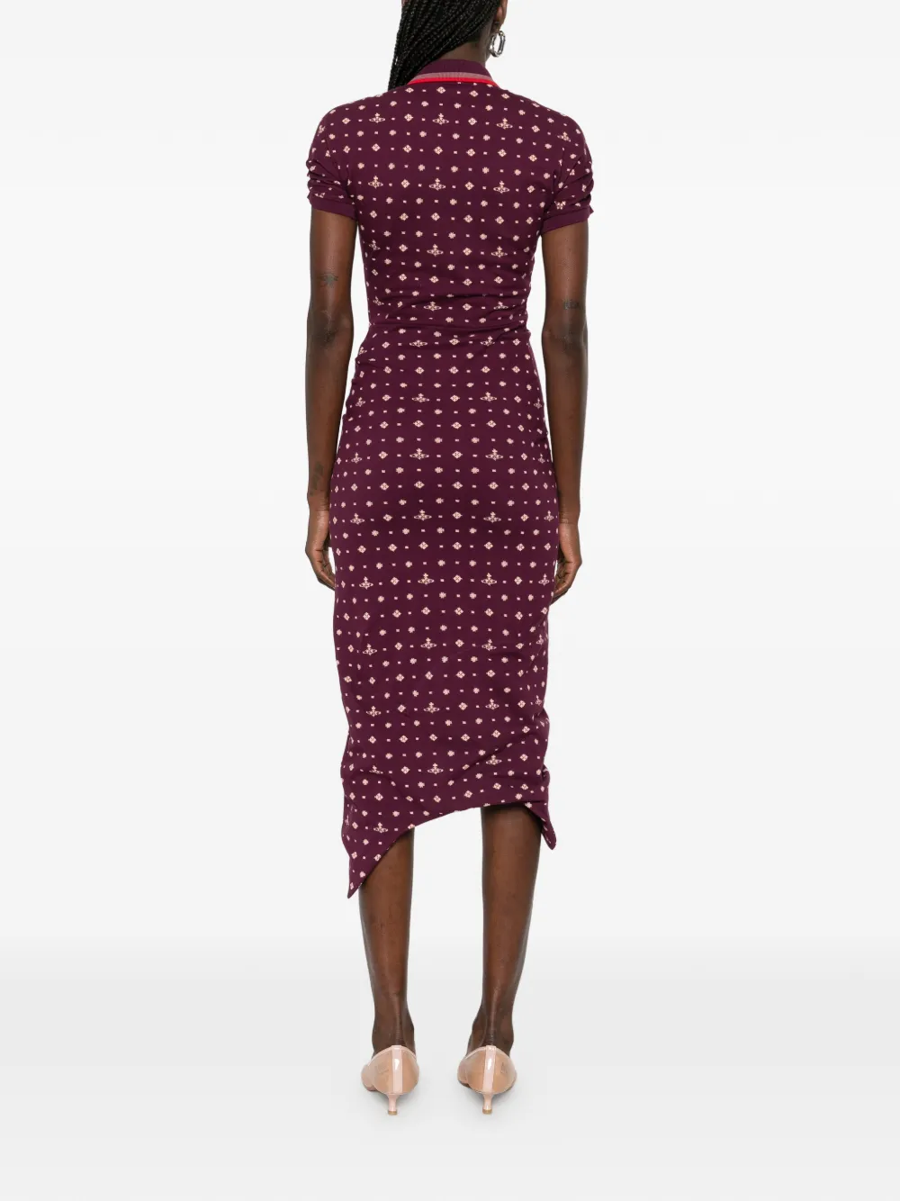 Vivienne Westwood Midi-jurk met ruches en patroon Paars