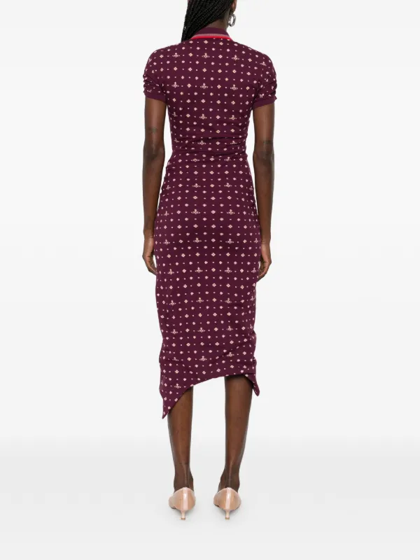 Vivienne Westwood Patterned Ruched Midi Dress - Purple