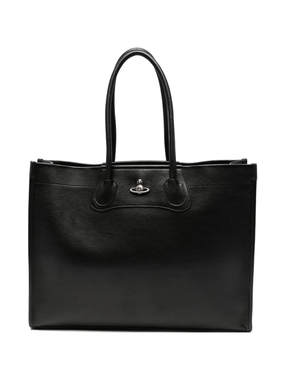 Vivienne Westwood Orb-plaque leather tote bag - Nero