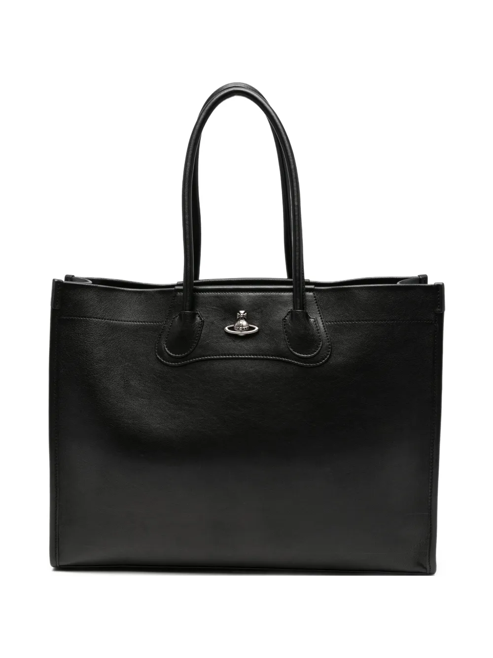 Vivienne Westwood Orb-plaque leather tote bag - Black