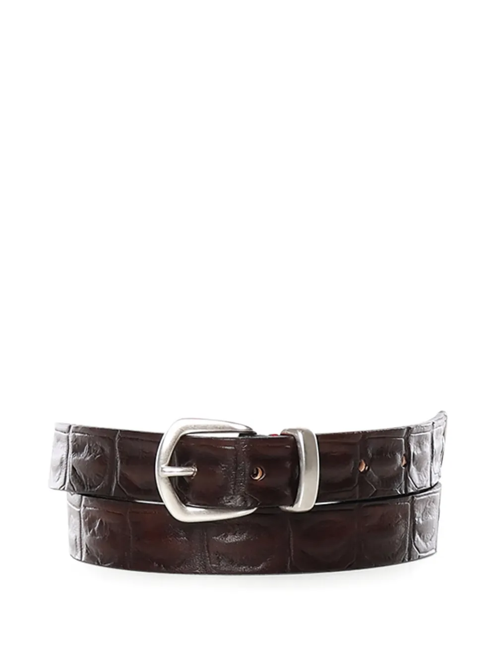 Eleventy crocodile-effect buckle belt - Marrone