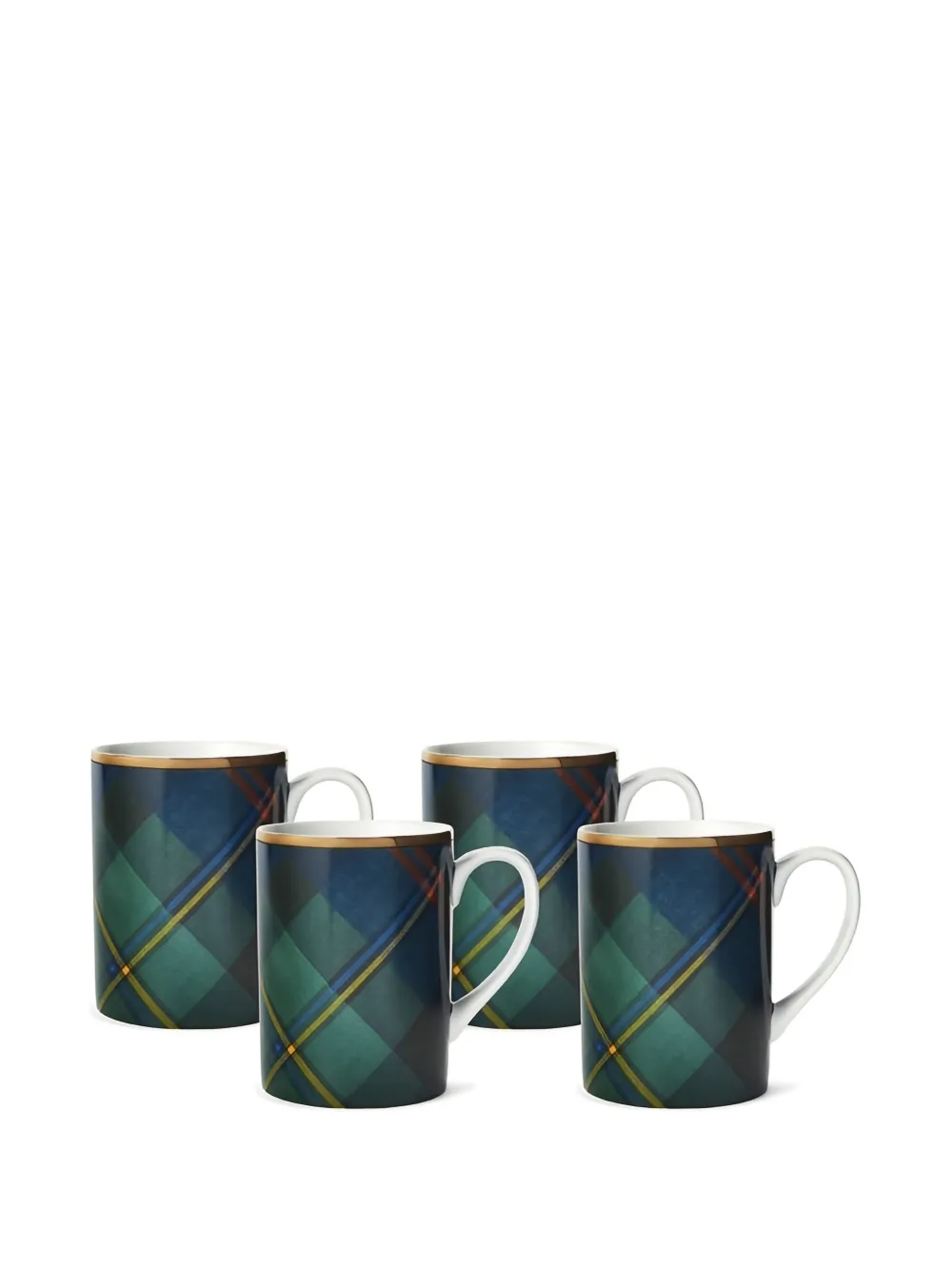 Ralph Lauren Home Wexford plaid trim mug (set of four) - Verde