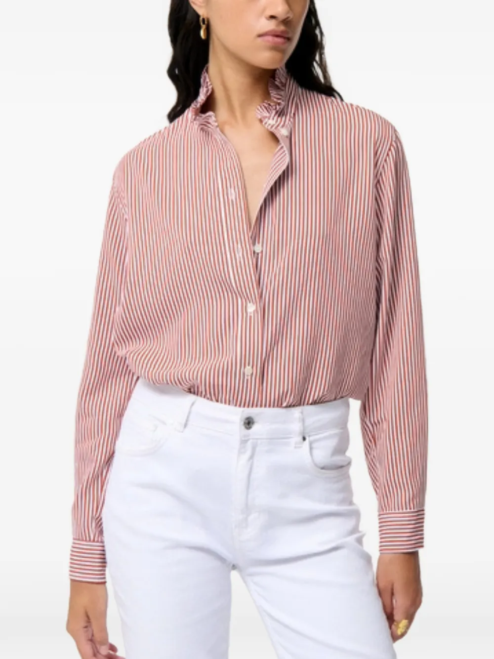 Vanessa Bruno Sidney ruffled striped shirt - Wit