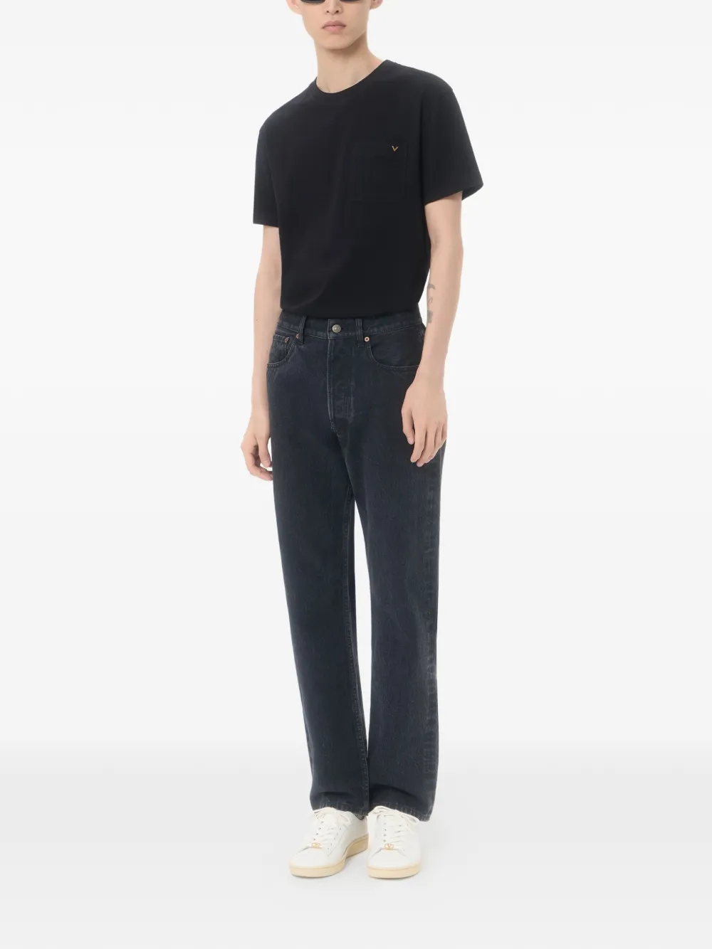 Valentino Garavani Katoenen T-shirt met VGold-detail Zwart