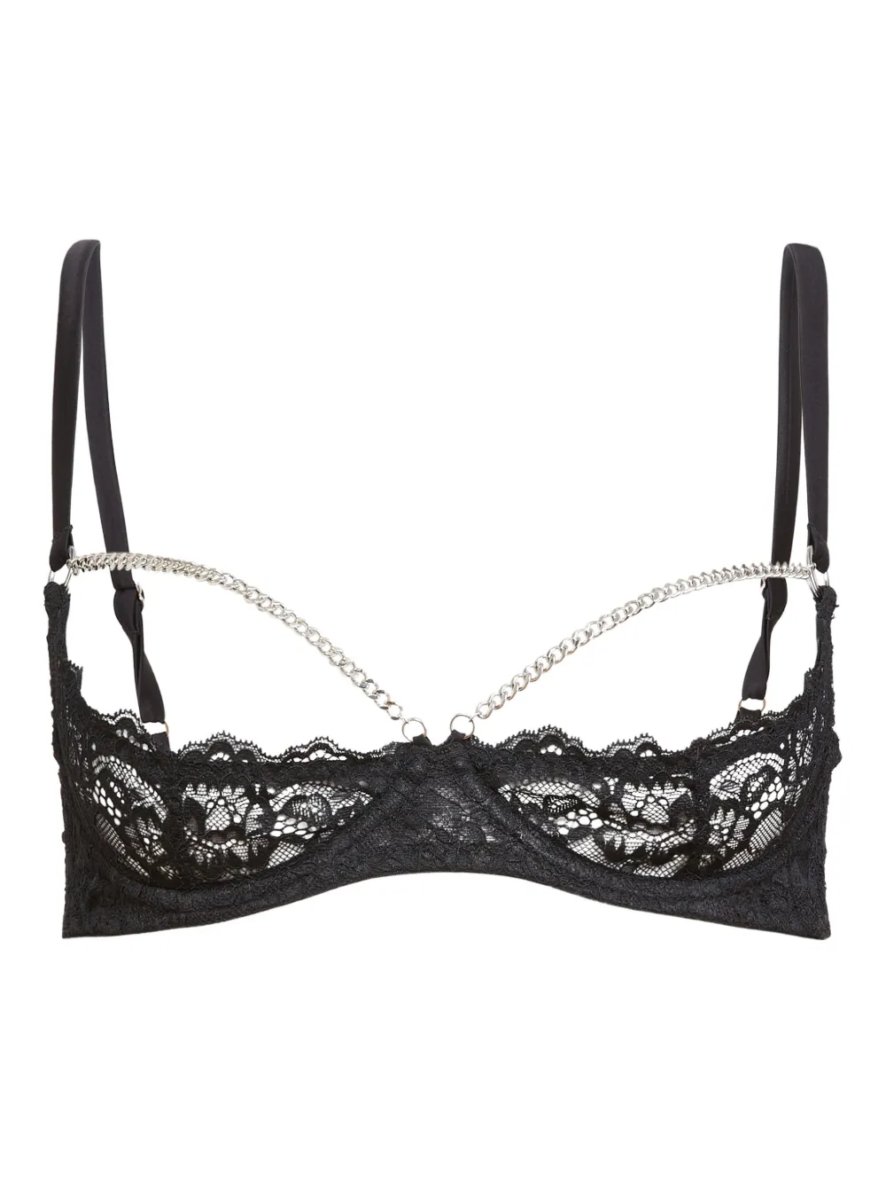 Fleur Du Mal Bianca chain-detail lace bra - Nero