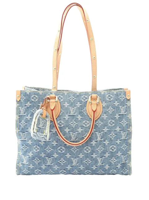 Louis Vuitton Pre-Owned شنطة عملية 'أونثيغو MM' جينز بمونوغرام 2021-2025