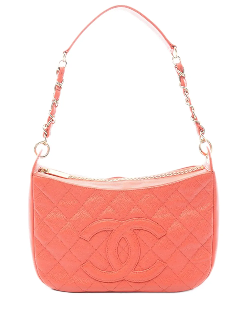 CHANEL Pre-Owned 2002-2003 CC Quilted Caviar shoulder bag - Arancione