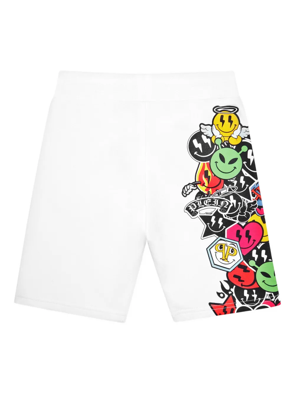  Philipp Plein Junior Graphic Smile Shorts - White 