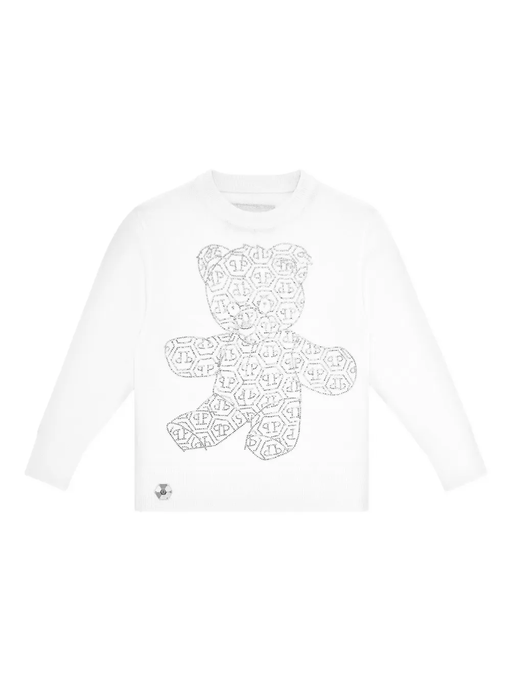 Philipp Plein Junior Teddy-T-Shirt mit rundem Ausschnitt - Weiß