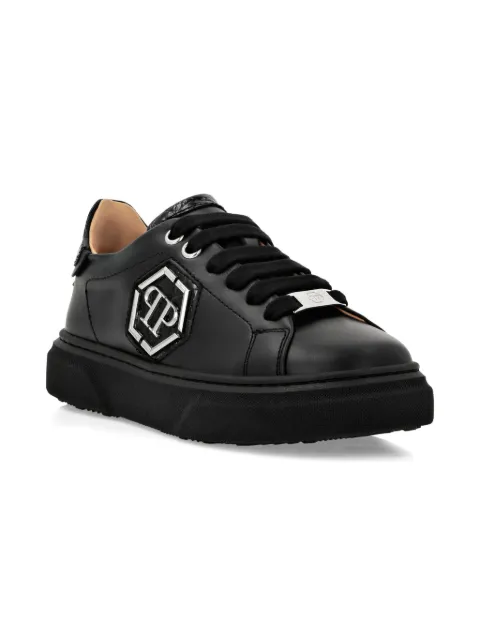 Philipp Plein Junior hexagon leather low-top sneakers