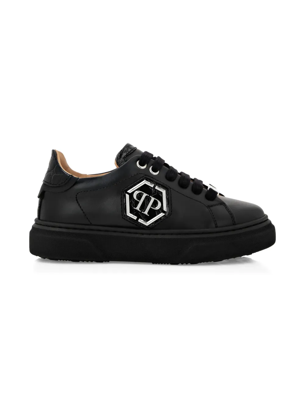 Philipp Plein Junior Leren low-top sneakers Zwart
