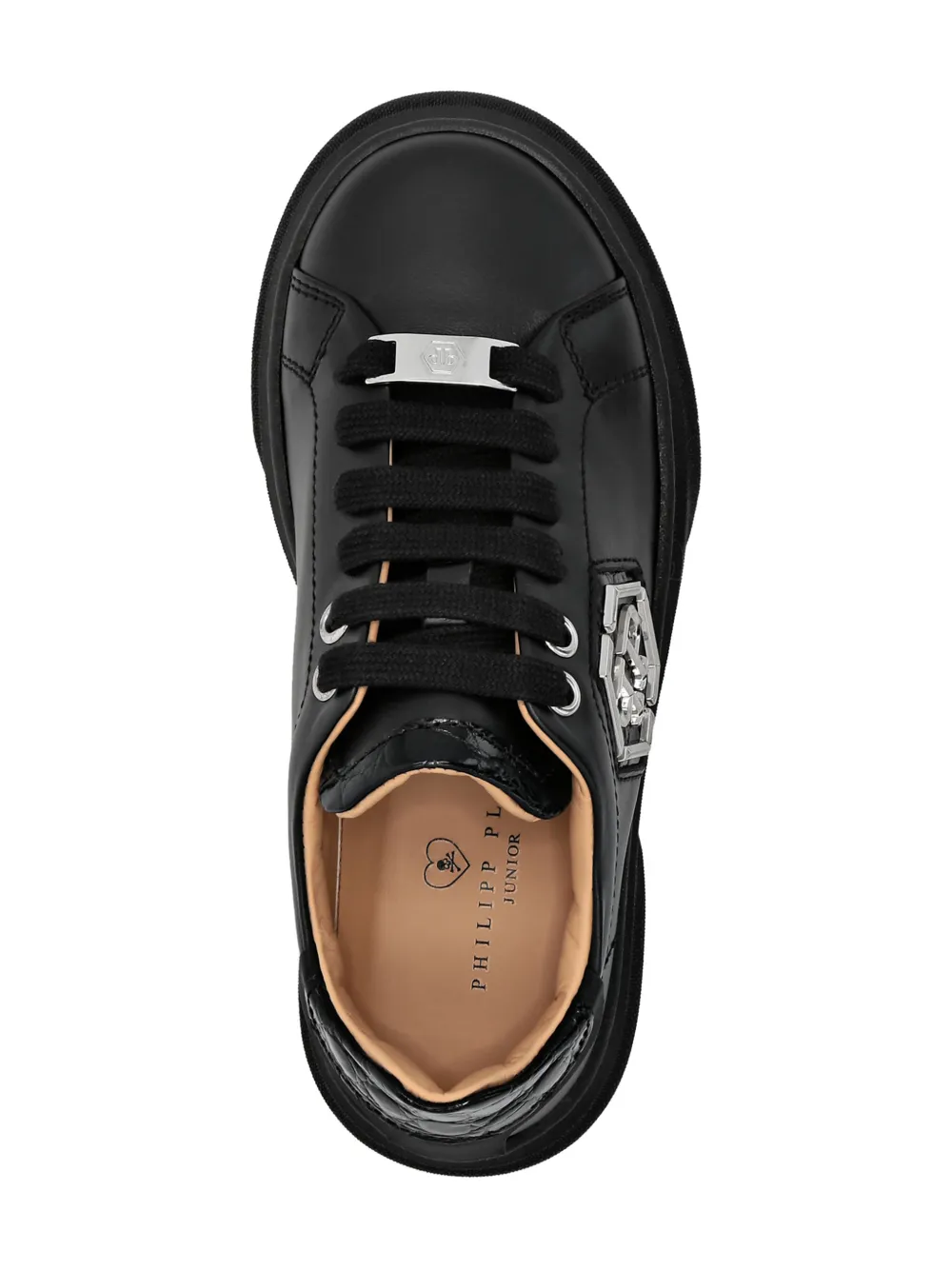 Philipp Plein Junior Leren low-top sneakers Zwart