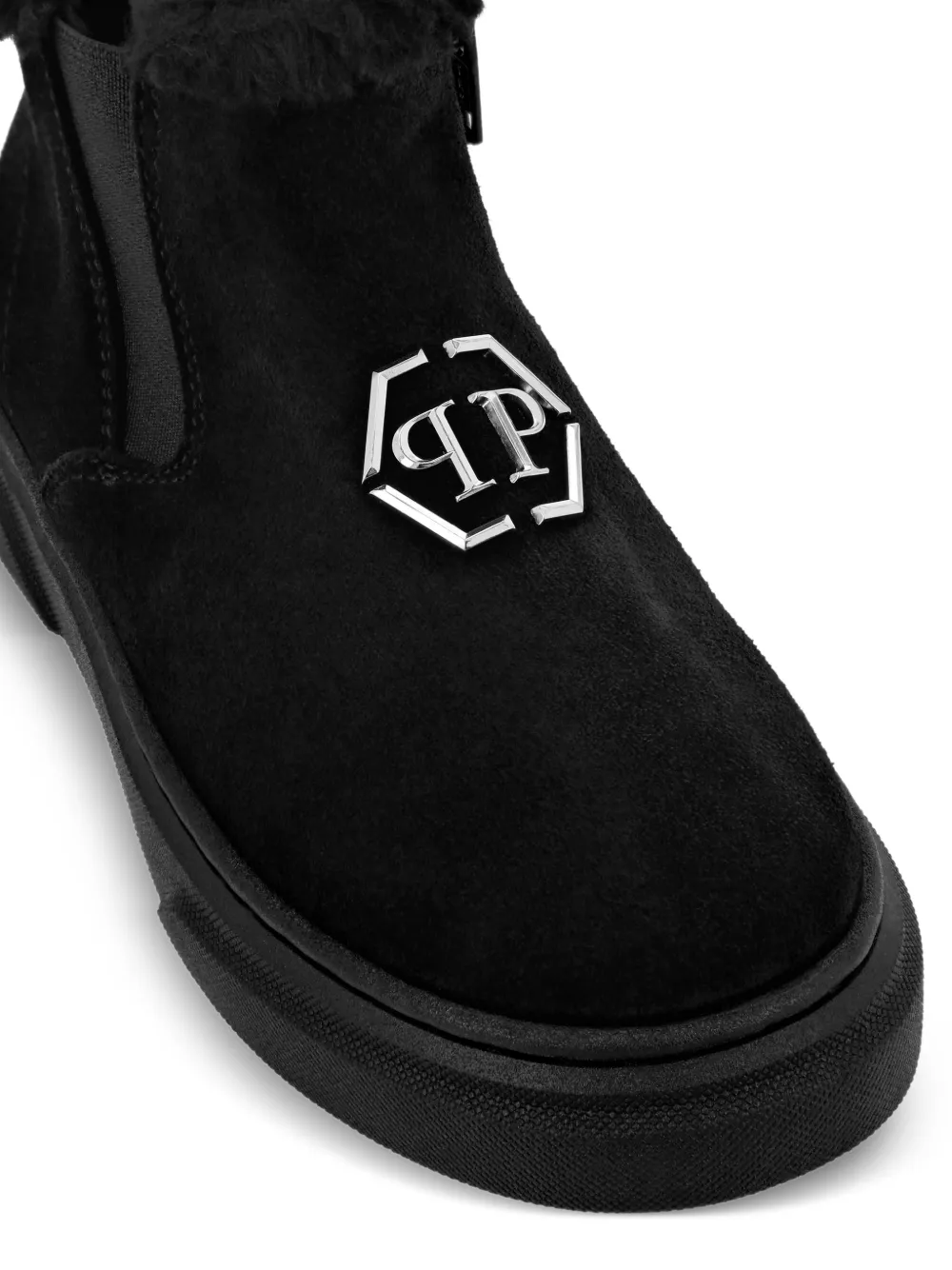 Philipp Plein Junior Elastische suède laarzen Zwart