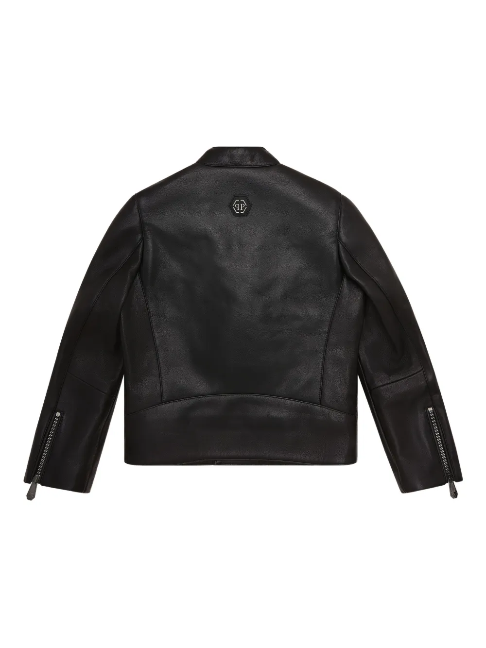 Philipp Plein Junior Asymmetrisch bikerjack met rits Zwart