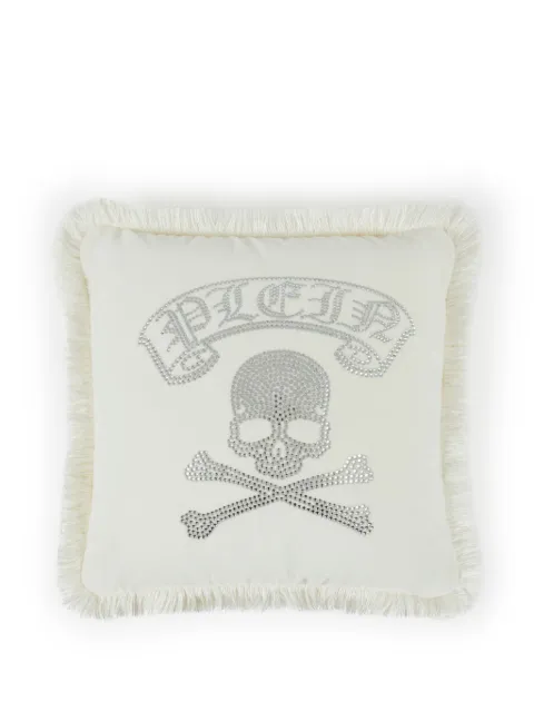 Philipp Plein crystal-skull fringed cushion