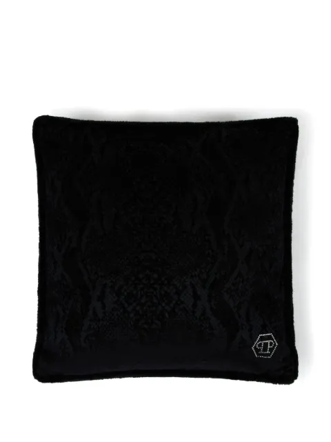 Philipp Plein logo-detail velvet cushion