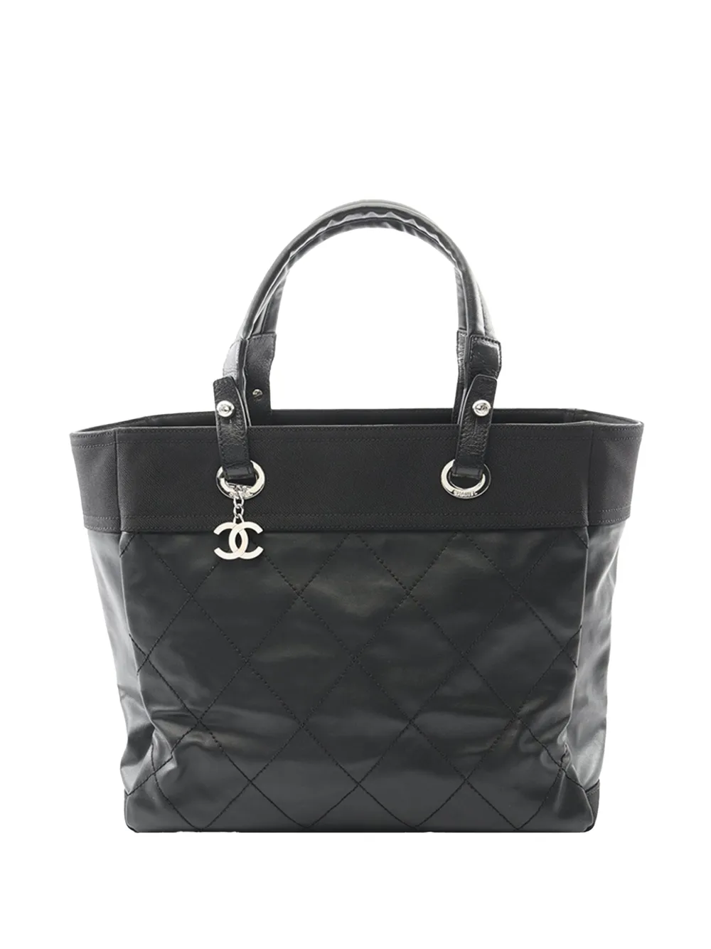 CHANEL Pre-Owned Borsa tote Paris Biarritz media in tela cerata trapuntata 2012 - Nero