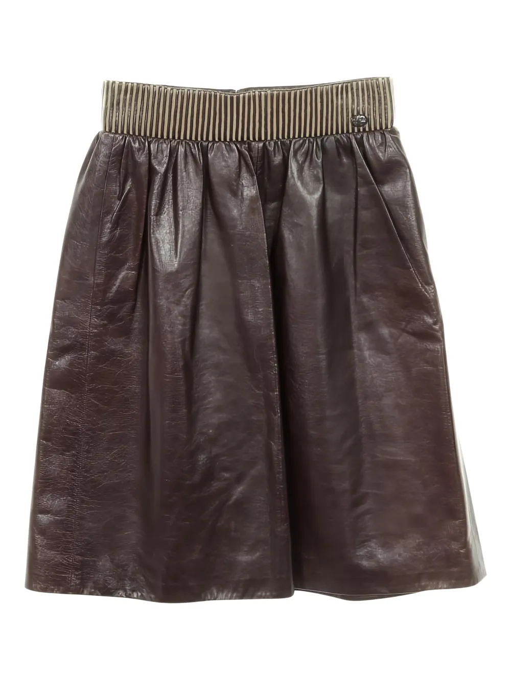 CHANEL Pre-Owned 1986-1988 lambskin skirt - Marrone