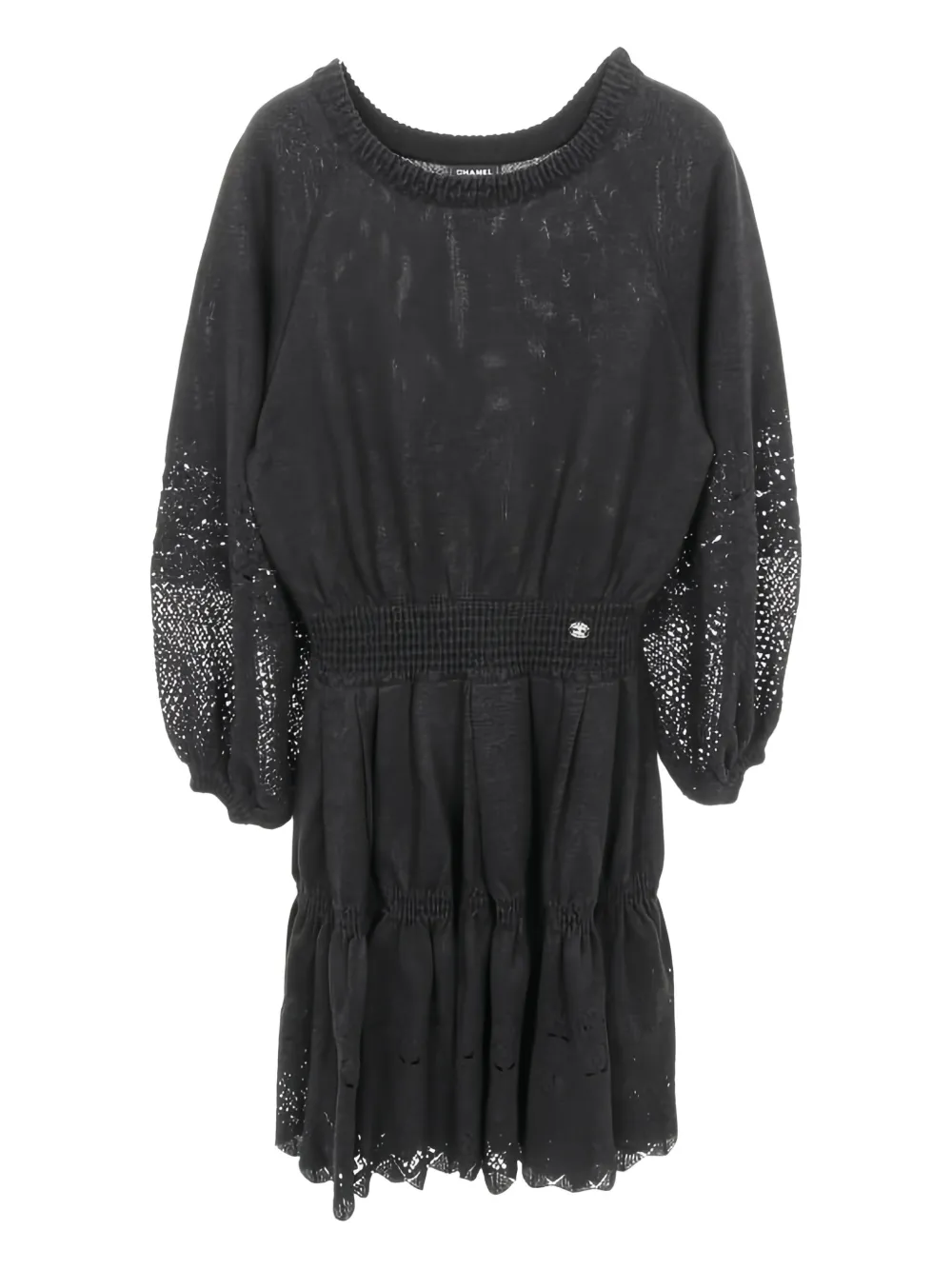 CHANEL Pre-Owned 1986-1988 lace-trim dress - Grigio