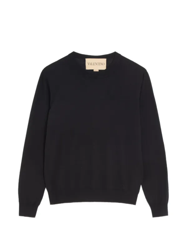 Valentino Garavani Wool Jumper with Vlogo Embroidery in Black