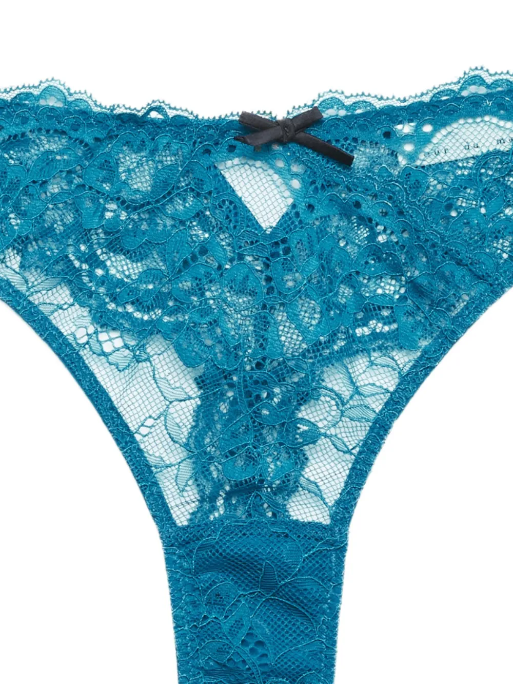 Fleur Du Mal Bianca lace bow thong - Blauw