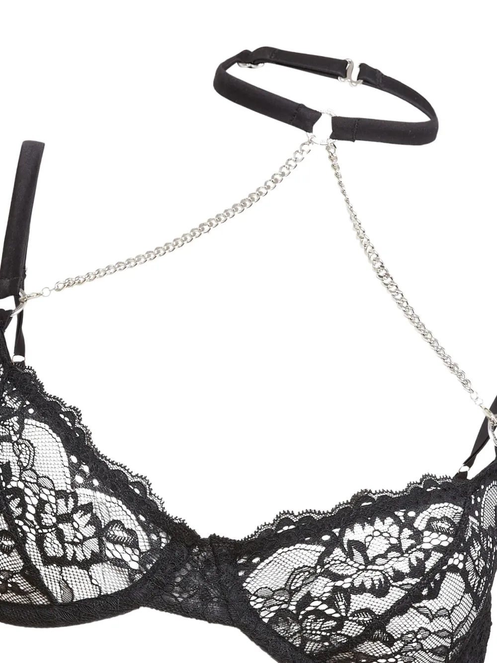  Fleur Du Mal Bianca Chain Lace Bra - Black 