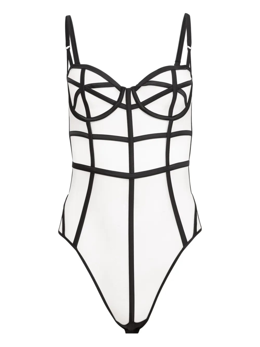 Fleur Du Mal zip-fastening caged bodysuit - Schwarz