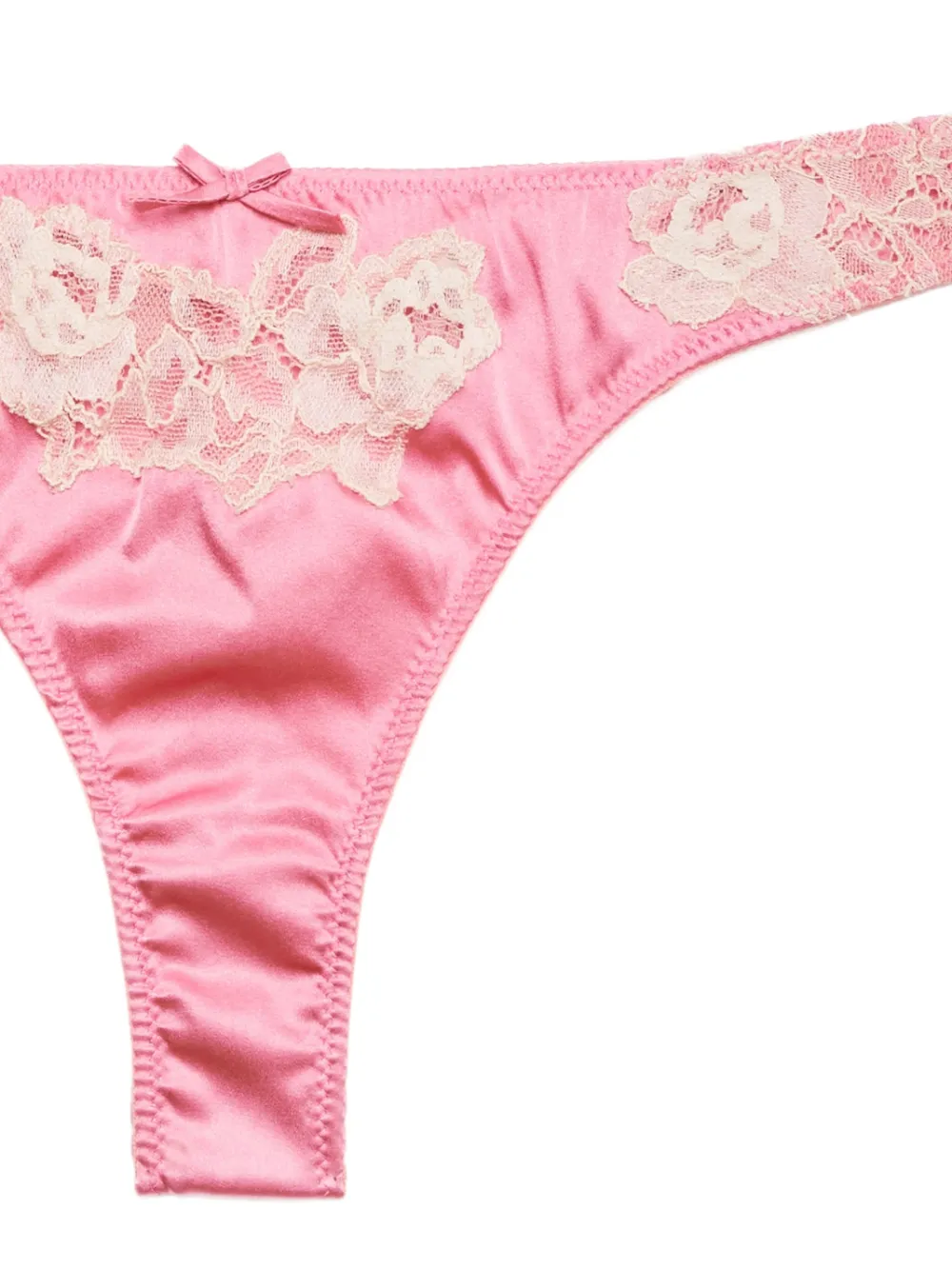 Fleur Du Mal Juliet lace bow thong - Roze