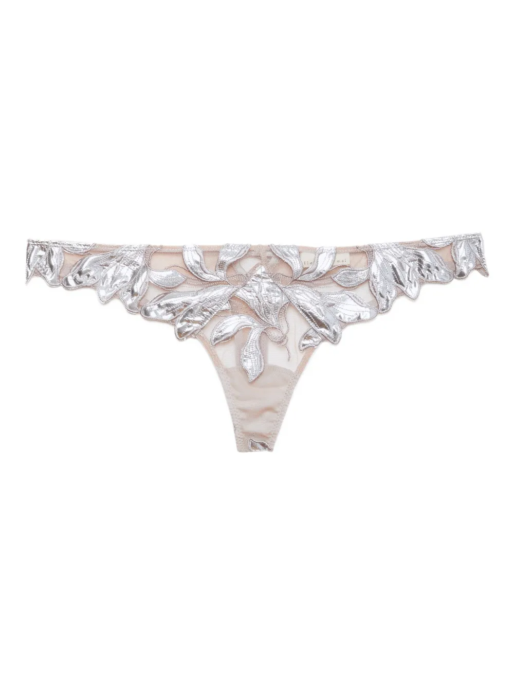 Fleur Du Mal Lily embroidery hipster thong - Grigio