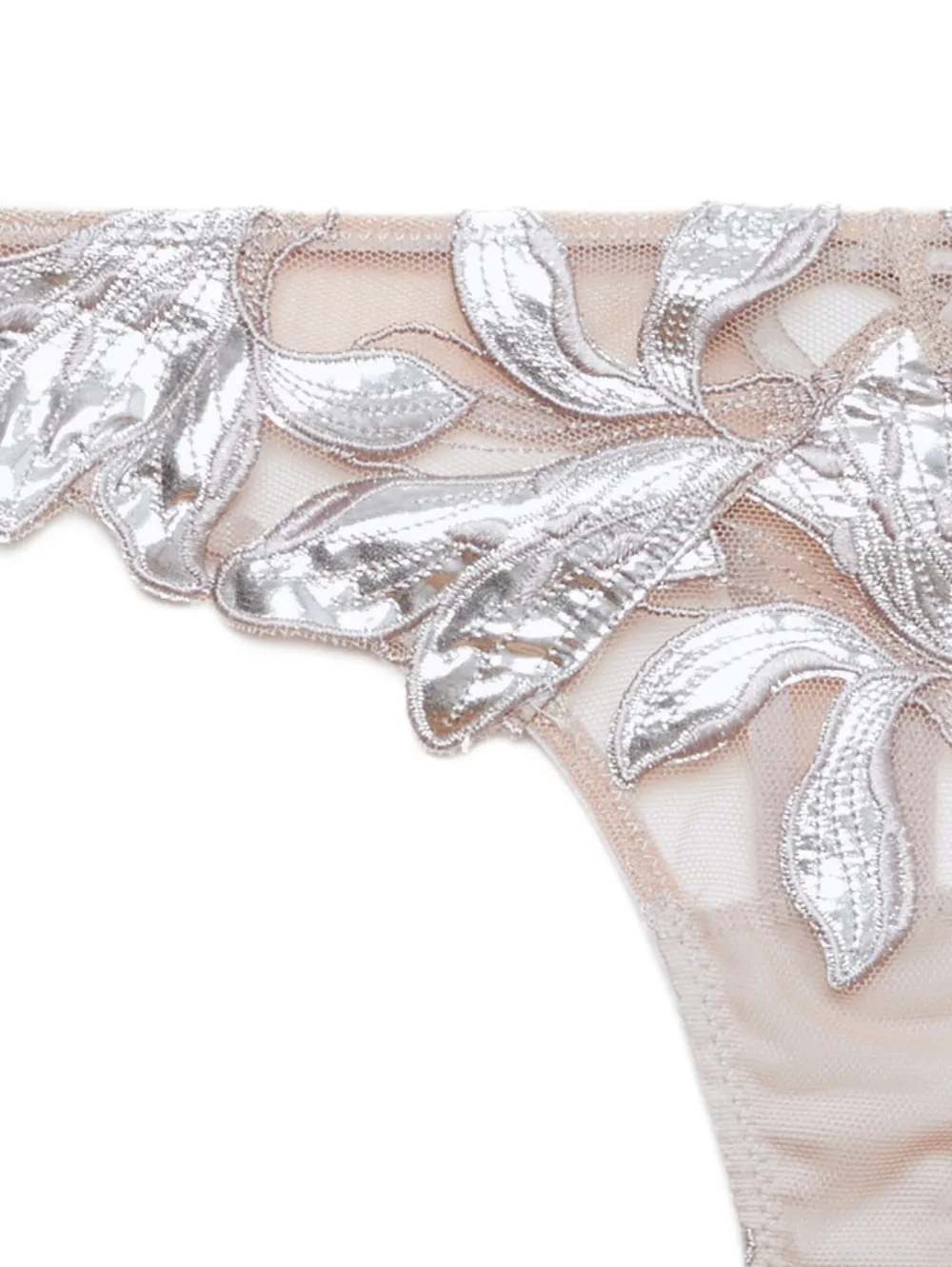 Fleur Du Mal Lily embroidery hipster thong - Grijs