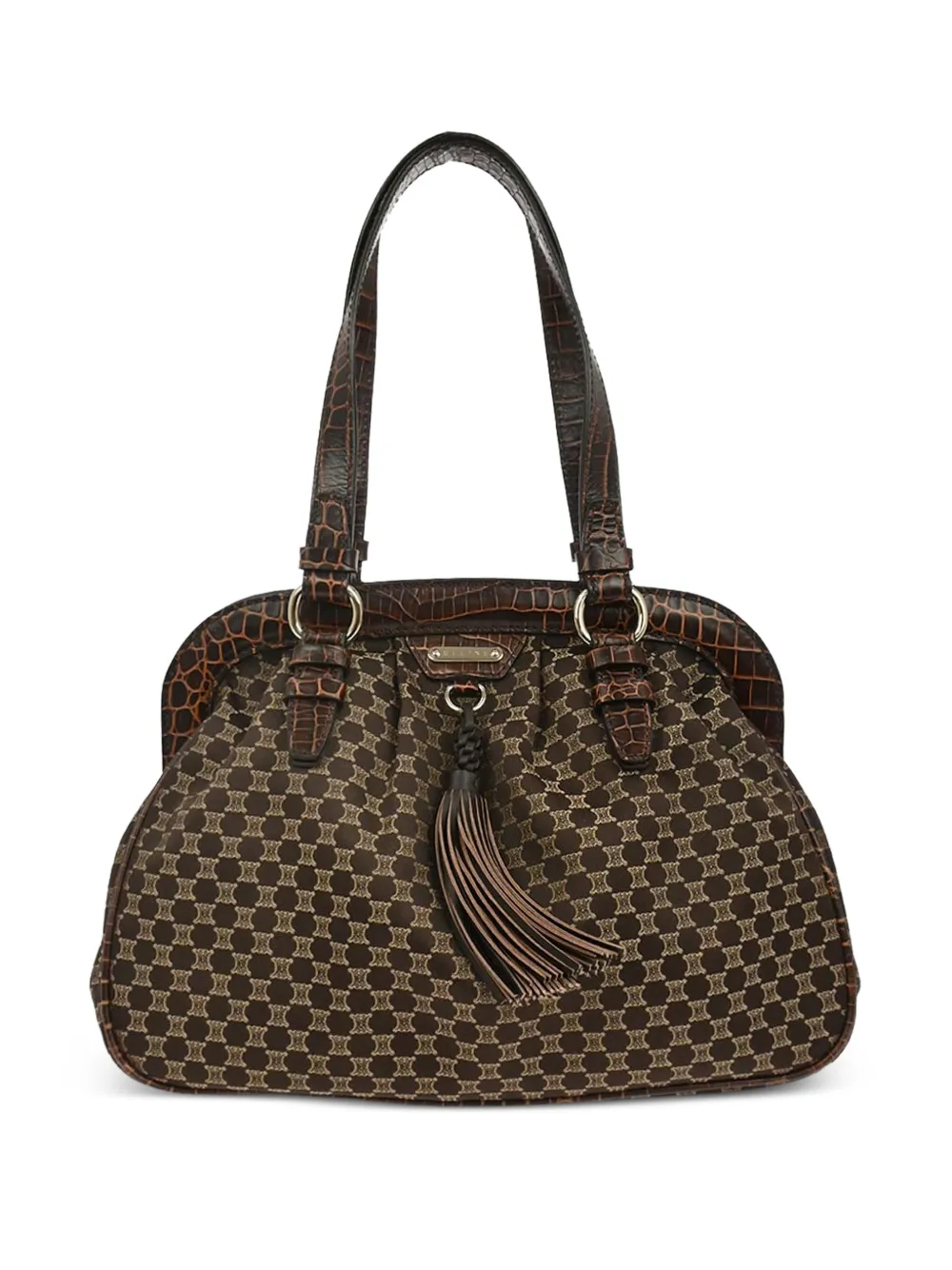 Celine Pre-Owned Borsa a mano con motivo Macadam e nappina 1990-2000 - Marrone