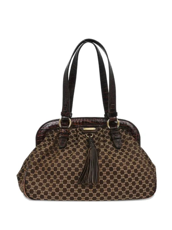 Celine Pre-owned 1990s-2000s Macadam Handle Handbag in Brown