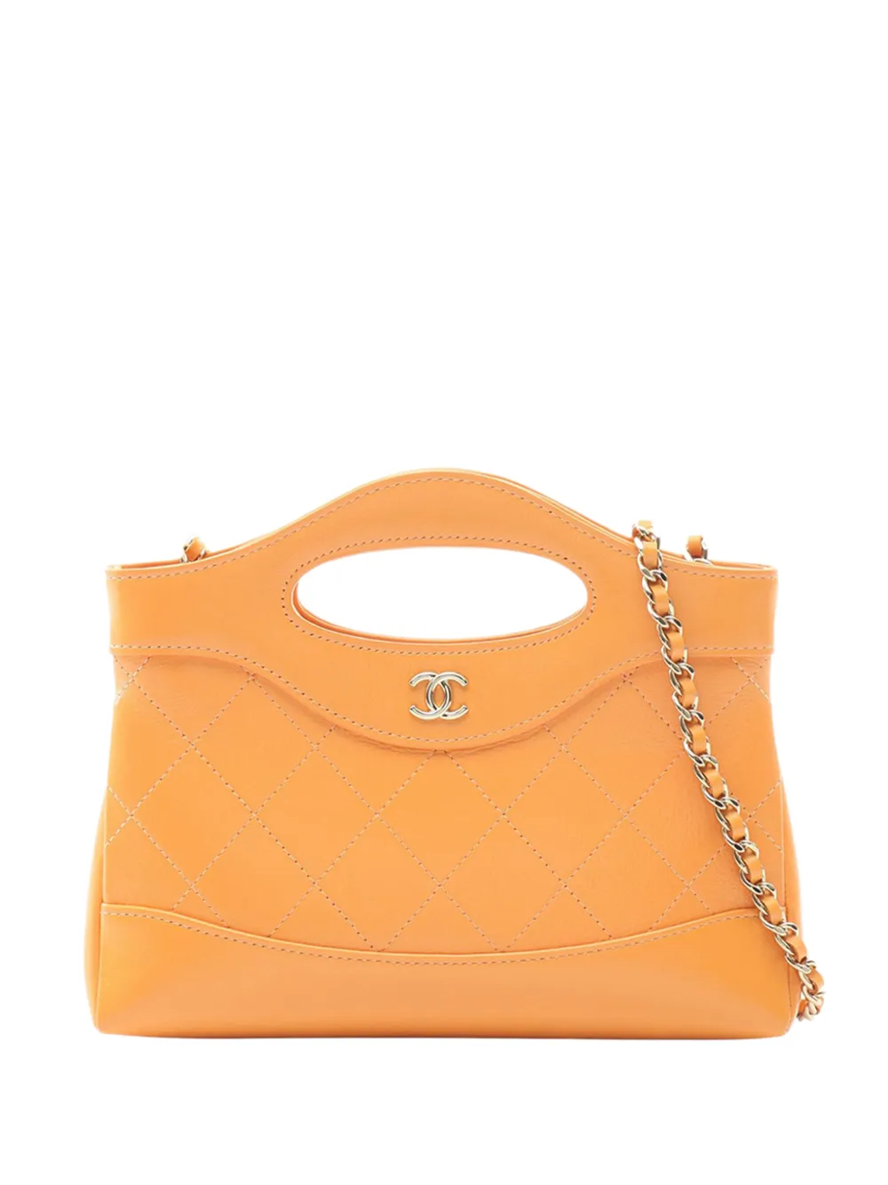 CHANEL Pre-Owned Borsa shopper Nano 31 in pelle di vitello lucida 2021-2025 - Arancione