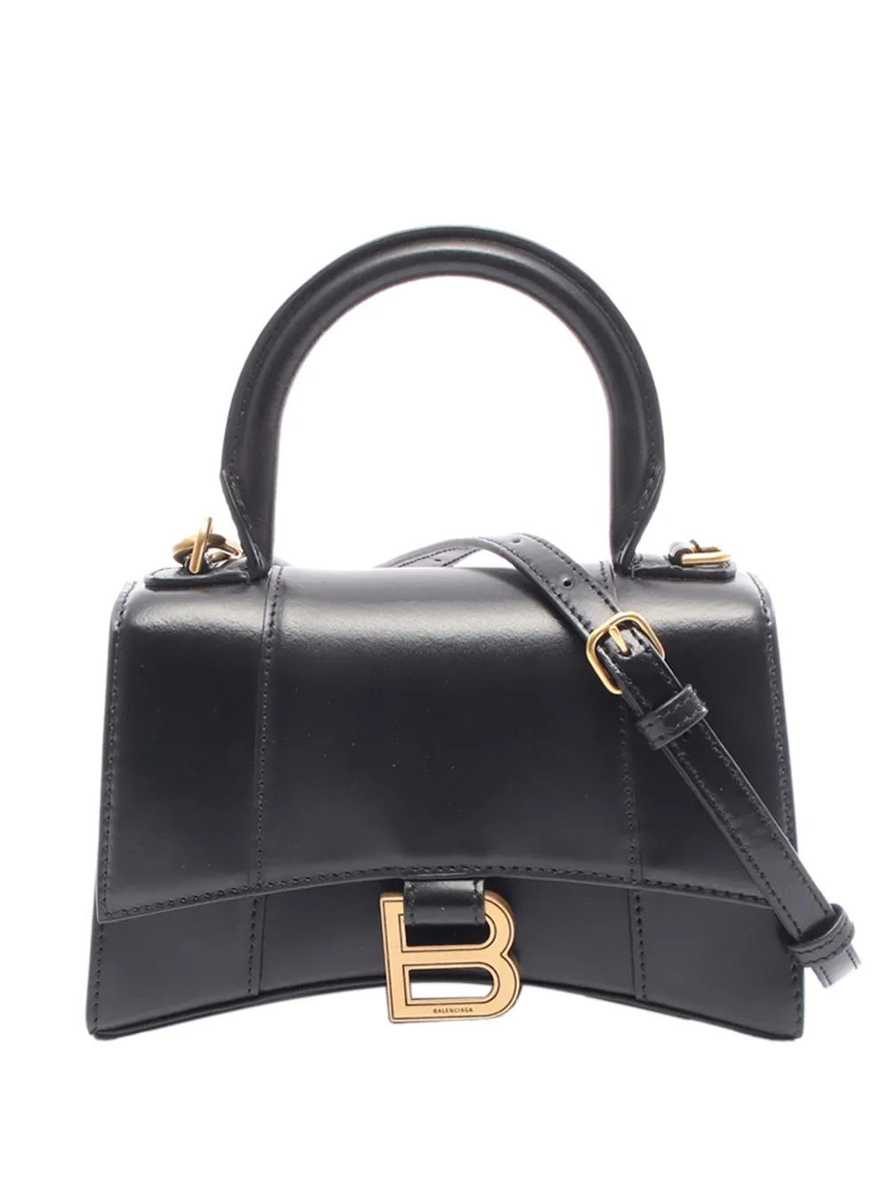 Balenciaga Pre-Owned 2010-2025 XS Shiny Box Calfskin Hourglass Top Handle Bag satchel - Nero