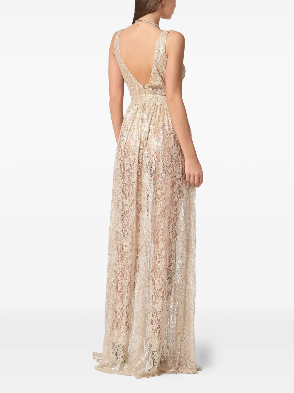 Philipp Plein Maxi-jurk met uitgesneden kant Beige